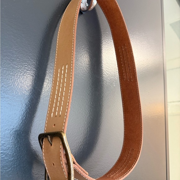 Bed Stu NWT size 38 it’s unisex Tan Leather Belt with Brass Buckle - Picture 4 of 14